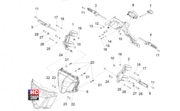 Aprilia SX 125 E5+ - Vordere Lichter-Instrumente - Vorderleuchten