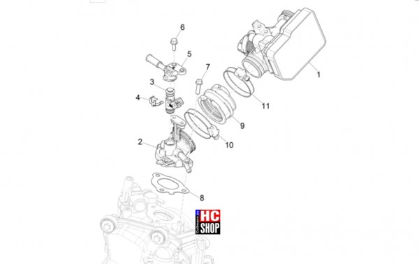 Vespa GTV 300 HPE RST - Motor - Drosselkörper-Einspritzdüse-Ansaugstutzen