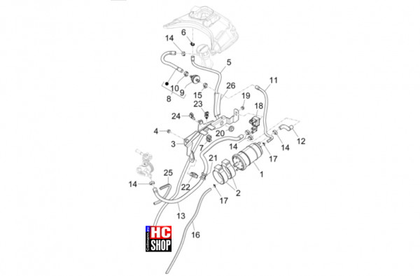 Vespa GTS 310 E5+ Classic-Super-Super Sport - Fahrgestell-Karosserie - Verdunstungsschutz-Anlage