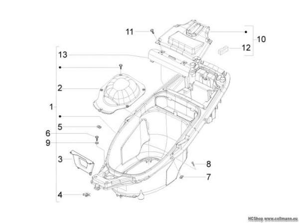 Gilera Schutzhelmgehäuse - Untersitz Runner 50 Purejet
