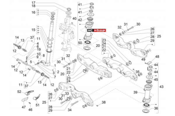 Piaggio MP3 300 LT Sport - Business Radaufhängungen Gabel/Lenkerleitung