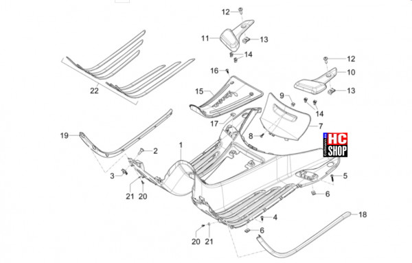 Vespa Primavera 50 TECH E5 - Fahrgestell-Karosserie - Mittlere Verkleidung-Fußrasten