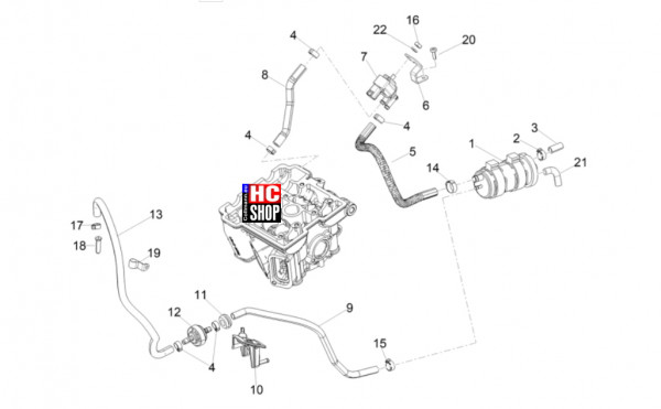 Aprilia SX 125 E5+ - Tank - Benzindampfrückf.-Anlage