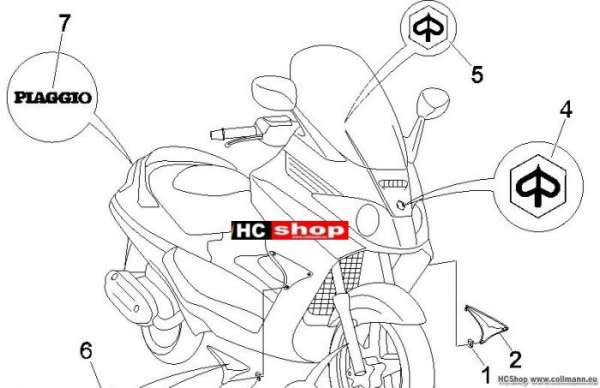 Piaggio Plaketten - Verzierungen X8 125