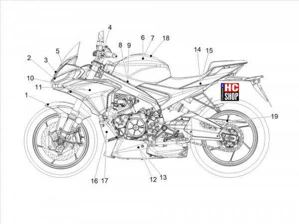 Aprilia Tuono 660 4T 8V E5 Aufbau - Deko