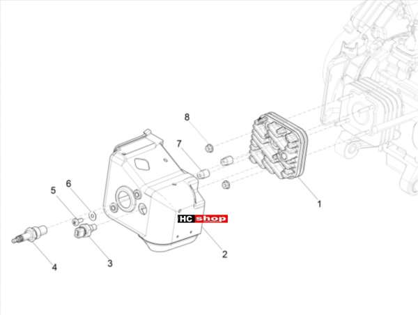Piaggio TPH 50 2T E4 - Motor Zylinderkopfabdeckung