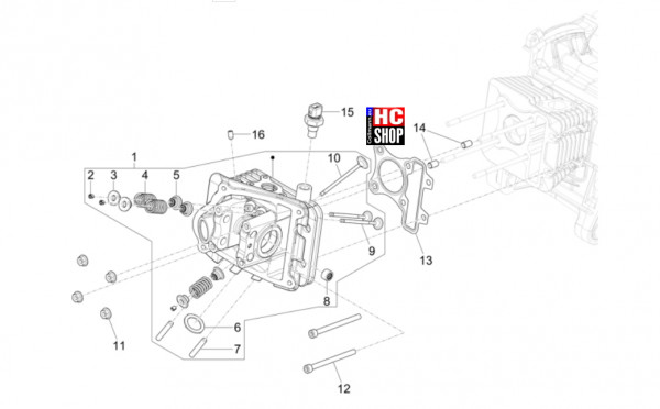 Vespa Primavera 50 TECH E5 - Motor - Einheit Kopf-Ventil