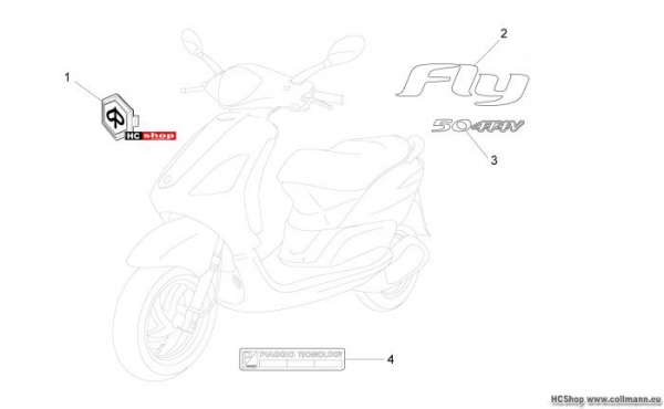 Piaggio Plaketten - Verzierungen Fly 4t 4v
