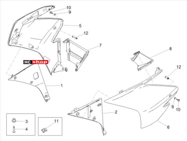 Aprilia RSV 4 1000 RR E4 ABS Aufbau Seitenverkleidung