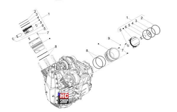 Moto Guzzi Stelvio E5+ - Motor - Zylinder-Kolben