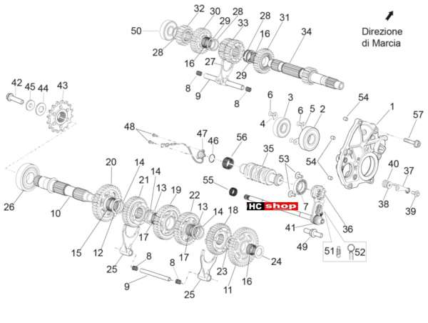 Aprilia RSV 4 1000 RF E3 ABS Motor Schaltgetriebe - Zahnräder