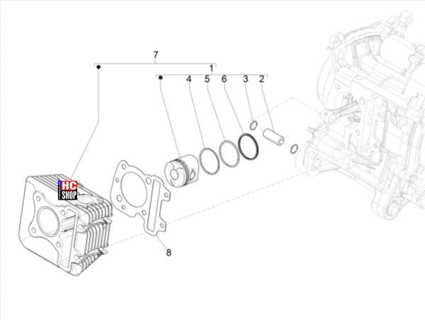 Piaggio ZIP 50 4T E5 Motor Einheit Zylinder-Kolben-Kolbenbolzen