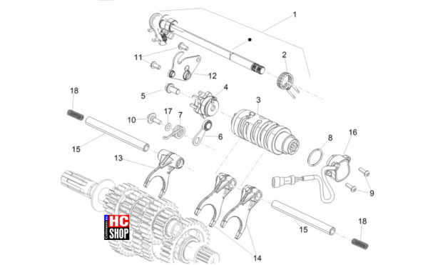 Aprilia RS 660 FactoryE5+ - Motor - Schaltgetriebe-Schaltgabel