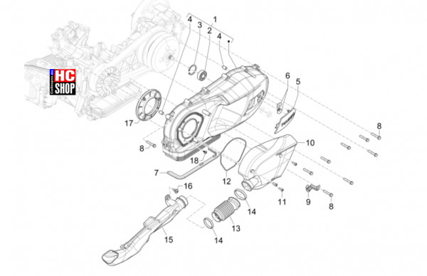 Piaggio Liberty 125 iget E5+ - Motor - Kurbelwellendeckel-Kühlung Kurbelgehäuse