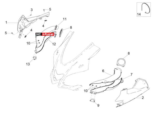 Aprilia RSV 4 1000 RF E4 ABS Aufbau Leitblech