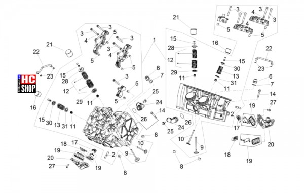 Aprilia RSV4 1100 Factory E5 - Motor - Zylinderkopf-Ventile