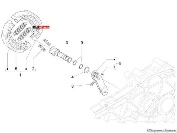 Piaggio Hinterbremse - Bremsbackensatzen Fly 50 4t 4v