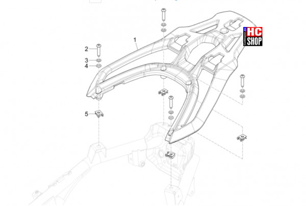 Piaggio MP3 310 HPE Sport E5+ - Fahrgestell-Karosserie - Hinterer Gepäckträger