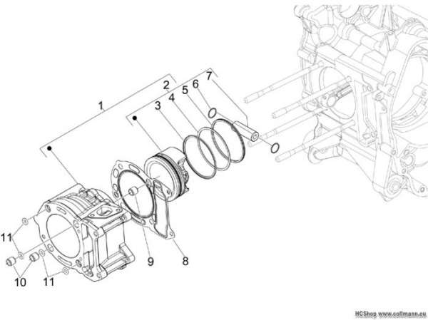 Vespa Zylinder-Kolben-Kolbenbolzen GTS 300 Touring