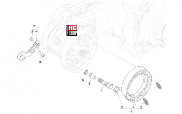 Vespa Sprint S 50 E5 - Motor - Hinterbremse-Bremsbackensatz
