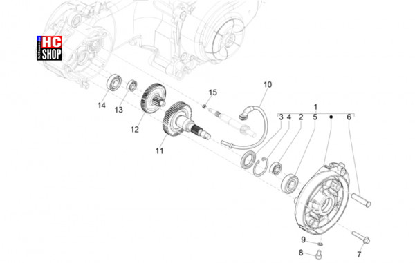 Vespa Primavera 50 E5 Officina 8 - Motor - Einheit Getriebe