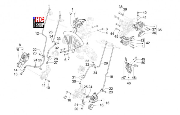 Piaggio MP3 310 HPE Sport E5+ - Bremsanlage-Bowdenzüge - Bremschlauch-Bremszangen