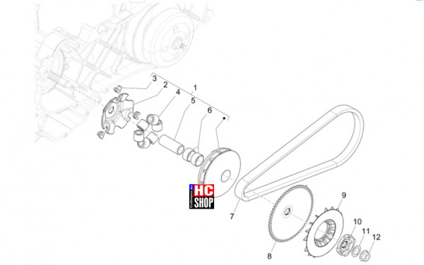 Vespa Sprint S 50 E5 - Motor - Antriebsriemenscheibe