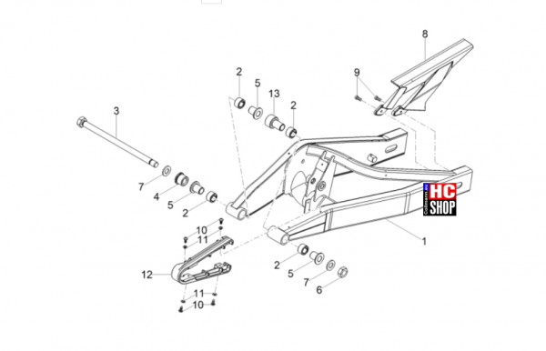 Aprilia RS 125 E5+ - Fahrgestell-Karosserie - Schwinge