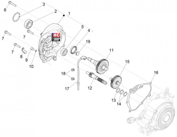 Vespa Elettrica 45KmH E5 Motor - Einheit Getriebe