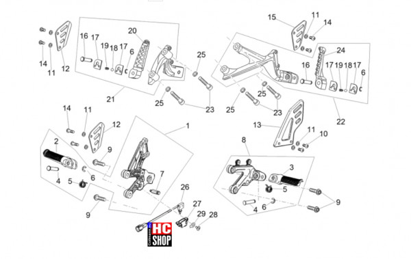 Aprilia RSV4 1100 Factory SE-09 SBK - Fahrgestell-Karosserie - Fussrasten