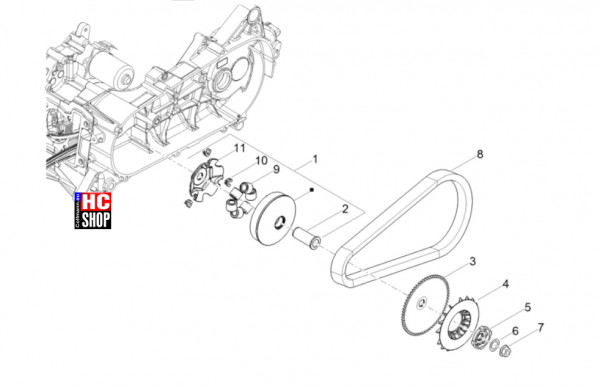 Aprilia SXR 50 E5+ - Motor - Antriebsriemenscheibe