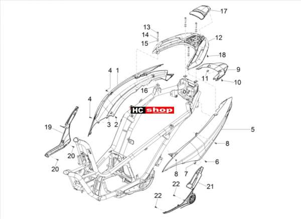 PIAGGIO MP3 300 HPE - 300 HPE SPORT Seitenabdeckung - Spoiler