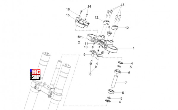 Aprilia Tuono 125 E5+ - Lenkstange-Schaltungen - Lenkung