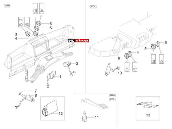 Piaggio APE TM 703 - Elektrische Anlage Wechselschalter