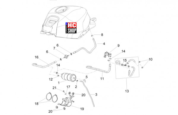 Aprilia RS 660 E5+ - Tank - Benzindampfrückf.-Anlage