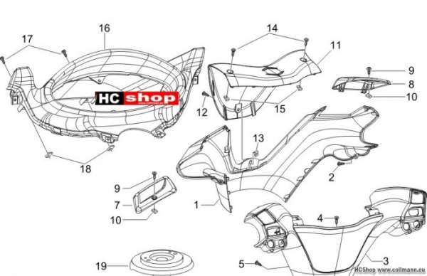Piaggio Lenker Deckungen X8 125
