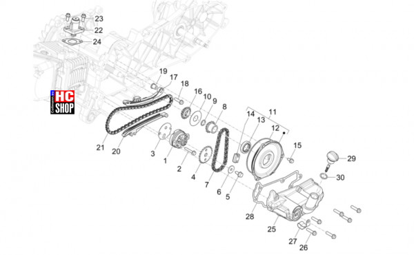 Vespa Sprint S 50 E5 - Motor - Ölpumpe
