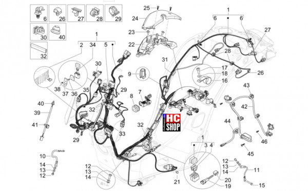 Vespa Primavera 125 TECH E5 - Elektrische Anlage - Hauptkabelbaum