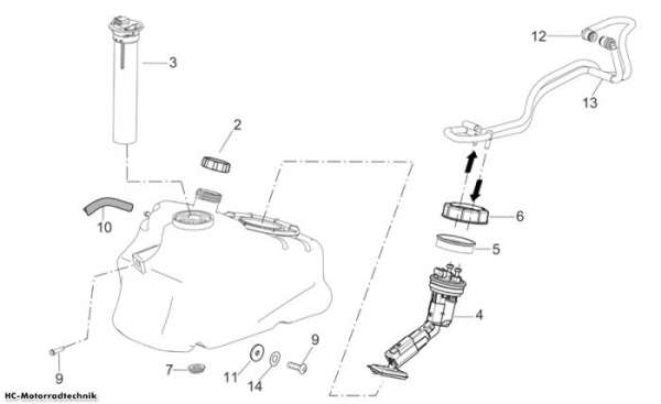Aprilia Kraftstofftank Scarabeo Light E3 250