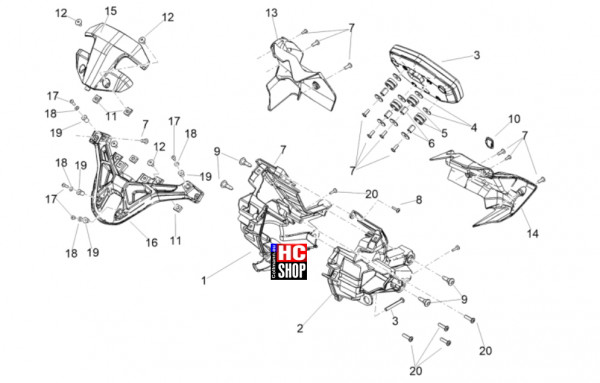 Aprilia Tuono V4 Factory 1100 E5 SE 09 SBK - Vordere Lichter-Instrumente