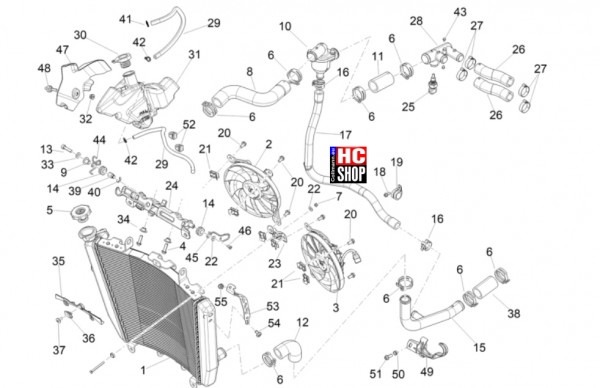 Aprilia Tuono V4 Factory 1100 E5+ - Kühlungsanlage
