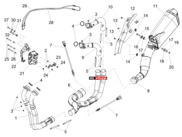 Aprilia Tuono V4 Factory 1100 Superpole Rahmen Auspuffrohr