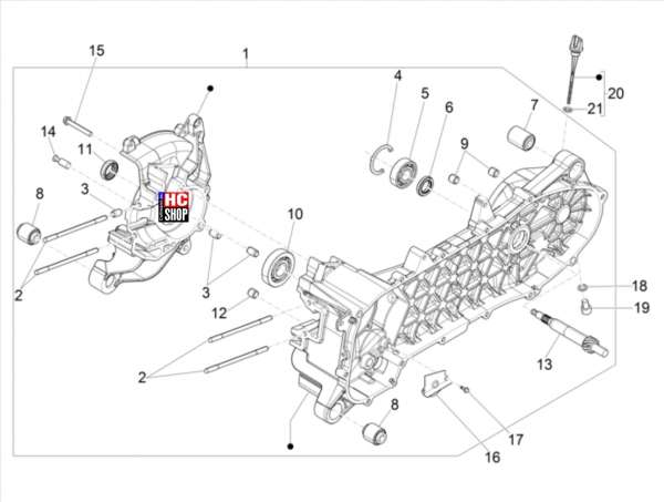 VESPA Sprint 50 E5 Motor Kurbelwellengehäuse