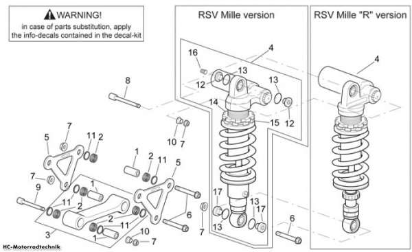 Aprilia Pleuelstange und Stoßdämpfer RSV 1000