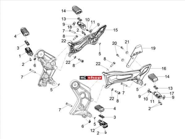 Moto Guzzi V85 TT E4 Rahmen Fußrasten