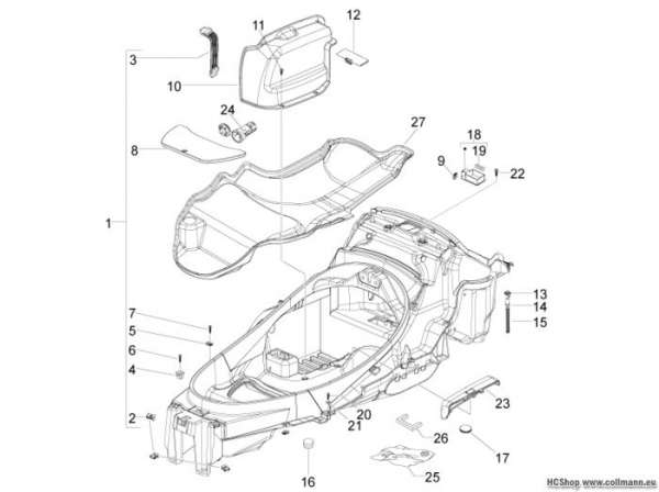 Piaggio Schutzhelmgehäuse - Untersitz MP3 500 LT