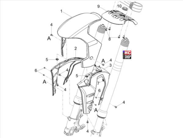 Moto Guzzi V100 Mandello E5 Aufbau Vorderes Schutzblech-Stütze