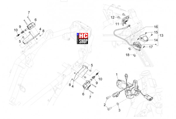 Piaggio MP3 310 HPE Sport E5+ - Fahrgestell-Karosserie - Schlösser