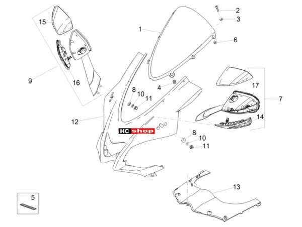 Aprilia RSV 4 1000 RF E4 ABS Aufbau Verkleidung