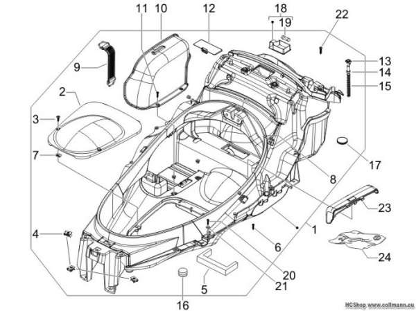 Piaggio Schutzhelmgehäuse - Untersitz Piaggio MP3 125